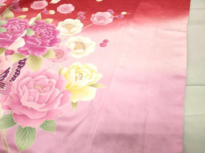 平和屋着物●豪華振袖 LENA FUJII 藤井リナ 刺繍 舞蝶梅文 暈し染め 金彩 正絹 逸品 CABB0273gh