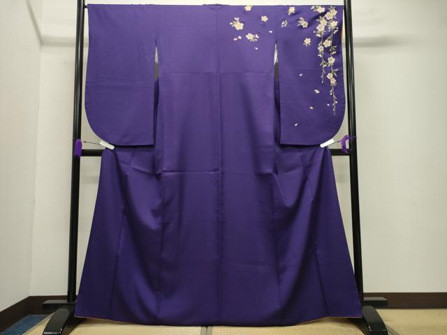 平和屋着物●小振袖 二尺袖 舞桜文 金彩 洗える着物 CABB0277gh