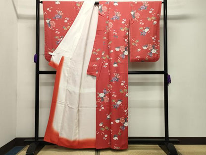 平和屋着物●小振袖 二尺袖 舞花文 金彩 洗える着物 CABB0278gh