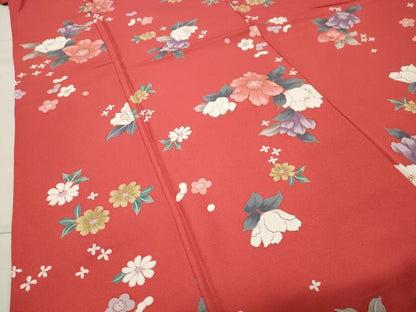 平和屋着物●小振袖 二尺袖 舞花文 金彩 洗える着物 CABB0278gh