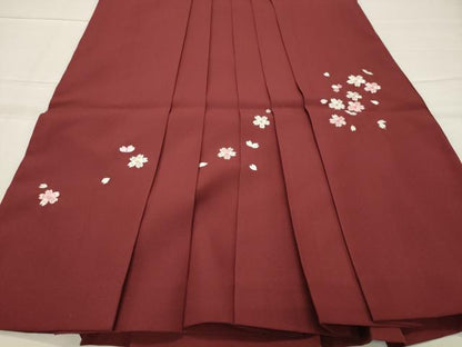 平和屋着物●女性 行灯袴 総刺繍 舞桜文 小豆色 金糸 洗える着物 CABB0285gh