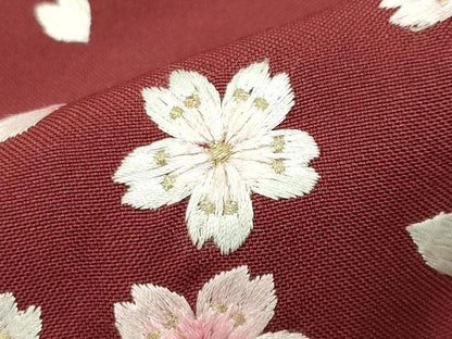 平和屋着物●女性 行灯袴 総刺繍 舞桜文 小豆色 金糸 洗える着物 CABB0284gh