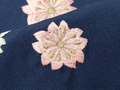 平和屋着物●女性 行灯袴 総刺繍 糸巻き舞桜文 濃藍色 金糸 洗える着物 CABB0286gh