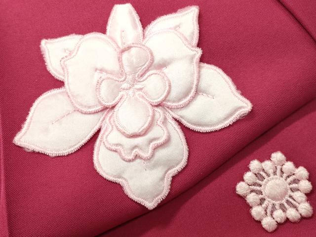 平和屋着物●女性 行灯袴 総刺繍 舞花文 韓紅色 洗える着物 CABB0287gh