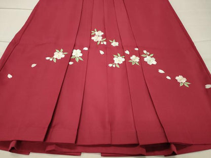 平和屋着物●女性 行灯袴 総刺繍 舞桜文 銀朱色 金糸 洗える着物 CABB0289gh
