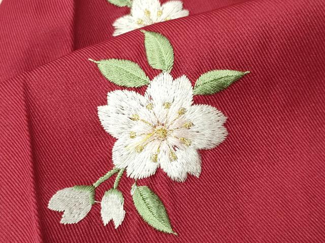 平和屋着物●女性 行灯袴 総刺繍 舞桜文 銀朱色 金糸 洗える着物 CABB0289gh