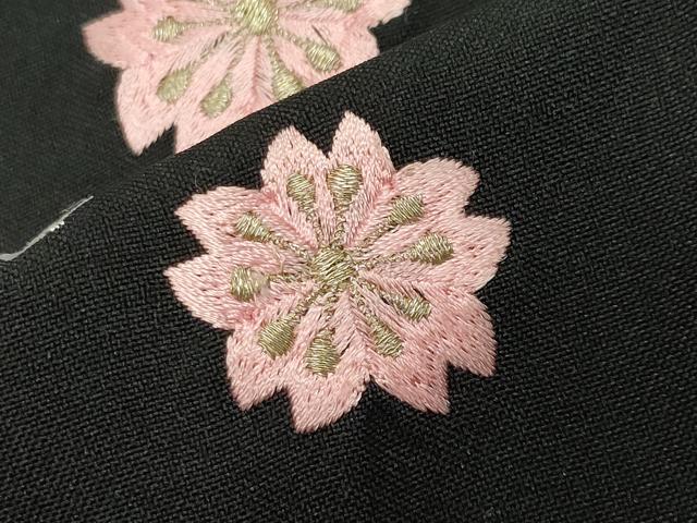 平和屋着物●女性 行灯袴 総刺繍 糸巻き舞桜文 黒色 金糸 洗える着物 CABB0291gh