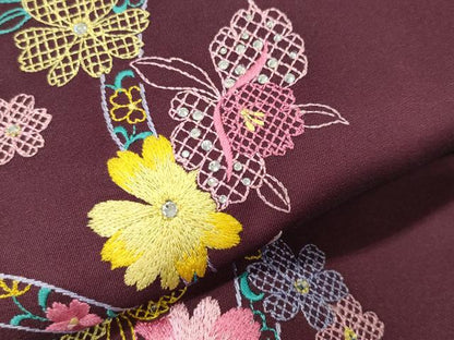 平和屋着物●女性 行灯袴 総刺繍 舞花文 暈し染め ラインストーン 洗える着物 CABB0293gh
