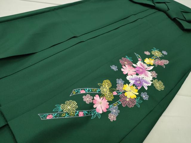 平和屋着物●女性　行灯袴　総刺繍　舞花文　千歳緑色　ラインストーン　洗える着物　CABB0294gh