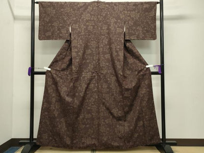 平和屋着物●結城紬 80亀甲 花唐草文 正絹 逸品 CABB0299gh