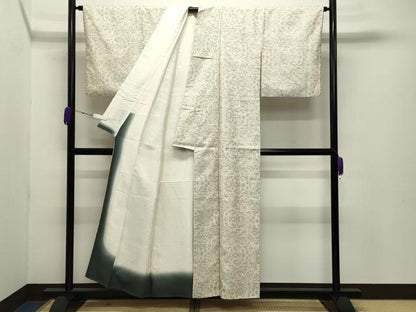 平和屋着物●本場大島紬 白大島 7マルキ 吉祥花文 正絹 逸品 CABB0300gh