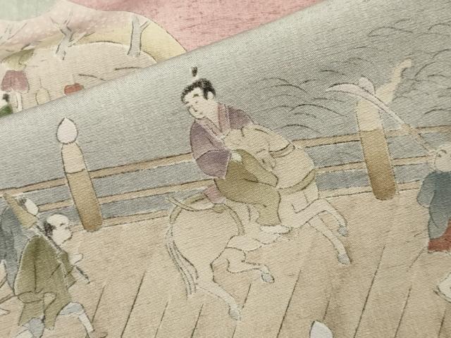 平和屋着物●創業140年 小糸染芸の四代目 小糸敏夫 色留袖 紬地 京風俗絵巻 京名所づくし 色紙付き 正絹 逸品 CABB0303gh