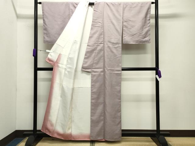 平和屋着物●結城紬 霞文 白藤色 正絹 逸品 未使用 CABB0309gh