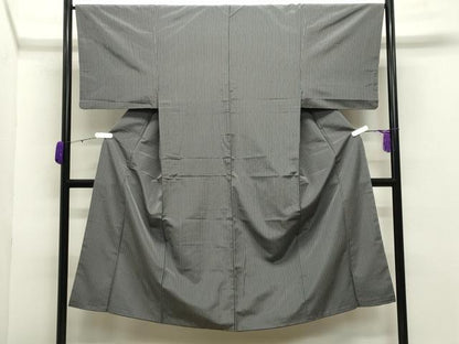 平和屋着物●男性 お召 縞 正絹 逸品 CABB0313gh