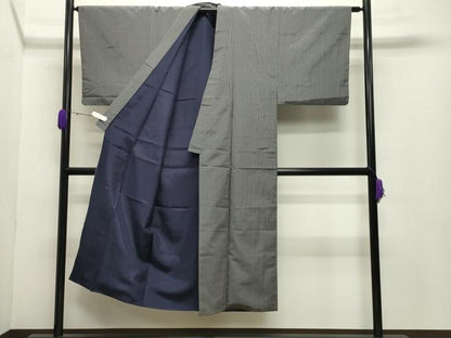 平和屋着物●男性 お召 縞 正絹 逸品 CABB0313gh