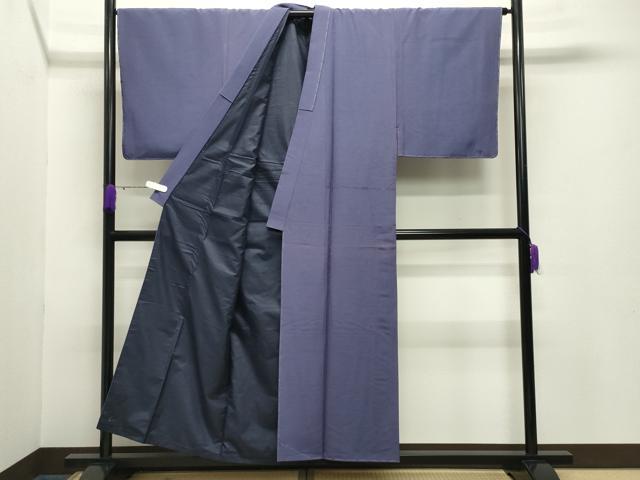 平和屋着物●男性 紬 竜胆色 正絹 逸品 CABB0314gh