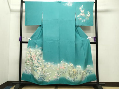 平和屋着物●訪問着 友禅 草花文 暈し染め 正絹 逸品 CABB0316gh