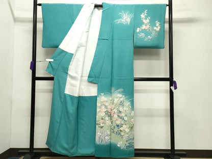 平和屋着物●訪問着 友禅 草花文 暈し染め 正絹 逸品 CABB0316gh