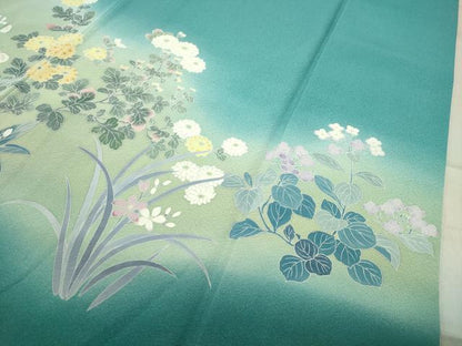 平和屋着物●訪問着 友禅 草花文 暈し染め 正絹 逸品 CABB0316gh