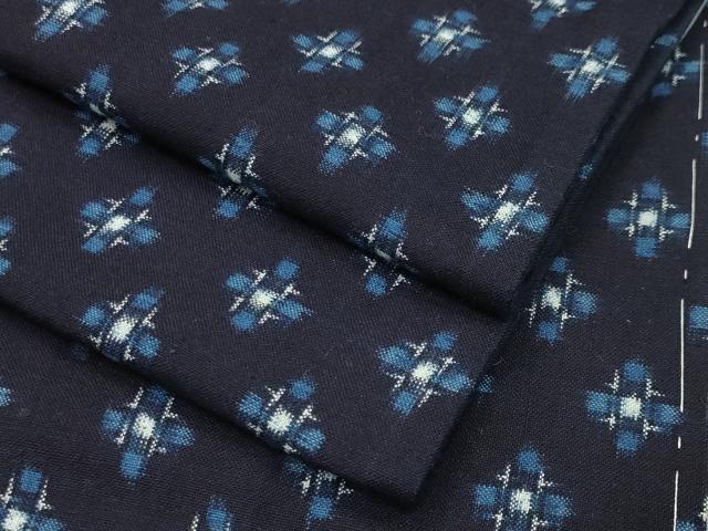 平和屋着物●久留米絣　単衣　菱吉祥文　胴抜き仕立て　綿　逸品　CABB0322gh