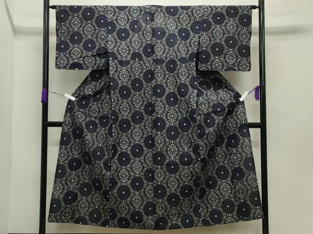 平和屋着物●久留米絣 単衣 吉祥丸文 綿 逸品 CABB0325gh