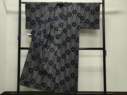 平和屋着物●久留米絣 単衣 吉祥丸文 綿 逸品 CABB0325gh