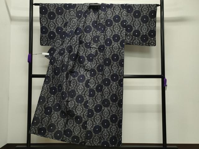平和屋着物●久留米絣 単衣 吉祥丸文 綿 逸品 CABB0325gh