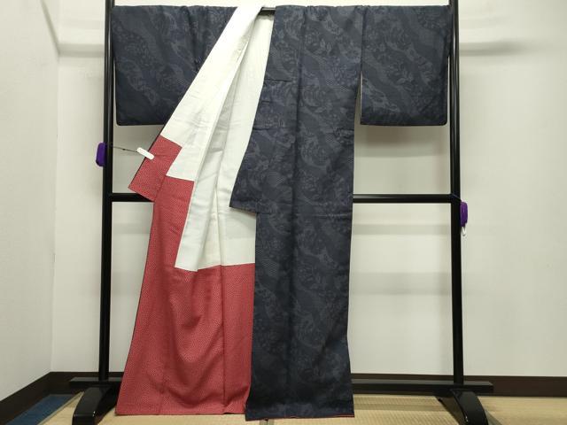 平和屋着物●本場結城玉紬 結織苑 100亀甲 枝椿 証紙付き 正絹 逸品 CABB0326gh
