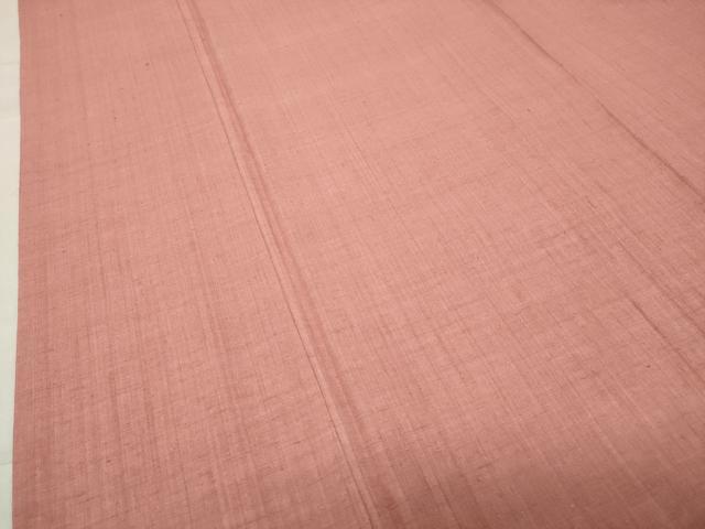 平和屋着物●結城紬 色無地 鴇色 正絹 逸品 CABB0327gh