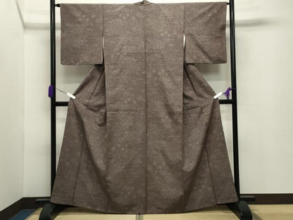 平和屋着物●結城紬 80亀甲 鼓花文 正絹 逸品 CABB0329gh