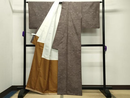 平和屋着物●結城紬 80亀甲 鼓花文 正絹 逸品 CABB0329gh