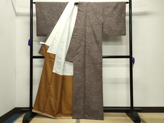 平和屋着物●結城紬 80亀甲 鼓花文 正絹 逸品 CABB0329gh