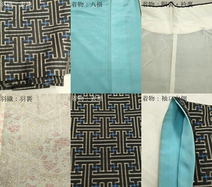 平和屋着物●本場大島紬 龍郷絣 秋名バラ アンサンブル 正絹 逸品 CABB0331gh