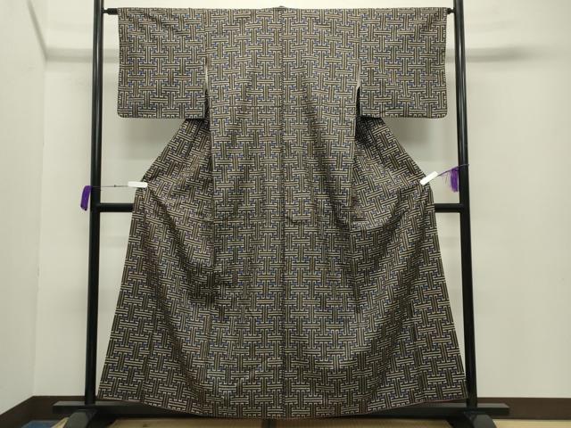 平和屋着物●本場大島紬 龍郷絣 秋名バラ 正絹 逸品 CABB0332gh