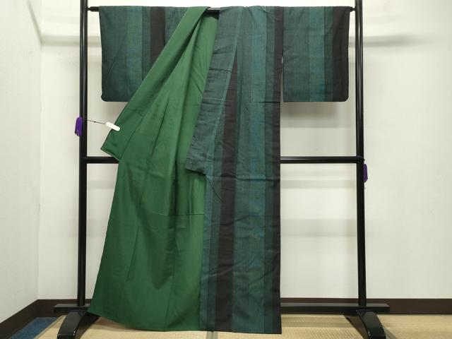 平和屋着物●本場結城紬 重要無形文化財 80亀甲 間道 正絹 逸品 CABB0333gh