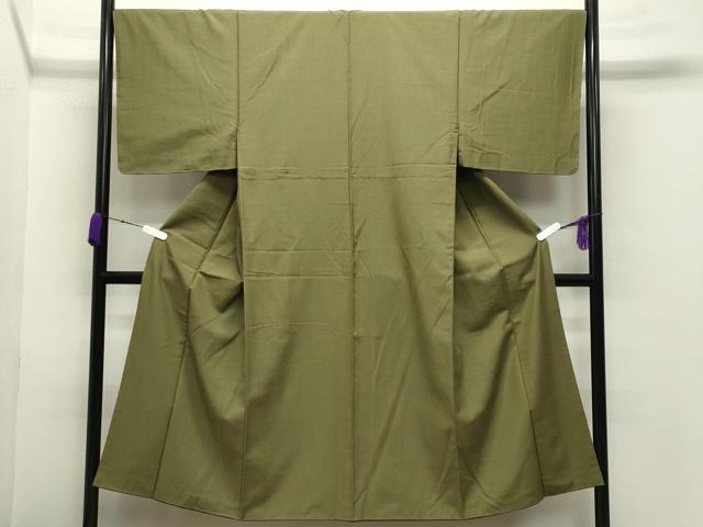 平和屋着物●男性 結城紬 色無地 根岸色 正絹 逸品 CABB0334gh