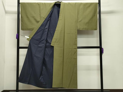 平和屋着物●男性 結城紬 色無地 根岸色 正絹 逸品 CABB0334gh