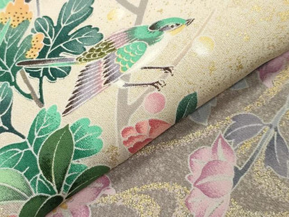 平和屋着物●訪問着 休み鳥花文 暈し染め 金彩 ロング丈 正絹 逸品 未使用 CABB0335gh