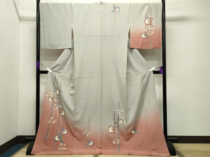 平和屋着物●訪問着 作家物 結び紐花丸文 暈し染め ロング丈 正絹 逸品 CABB0336gh