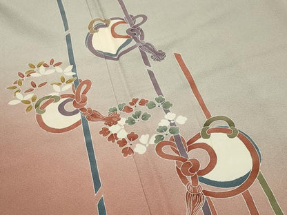 平和屋着物●訪問着 作家物 結び紐花丸文 暈し染め ロング丈 正絹 逸品 CABB0336gh