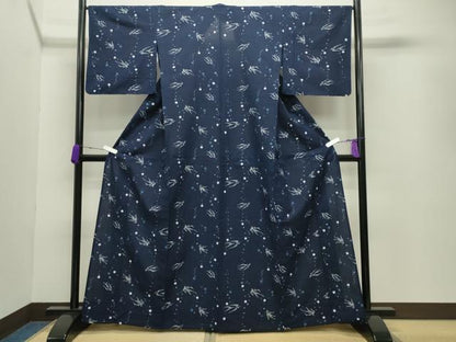 平和屋着物●久留米絣　単衣　飛鳥文　綿　逸品　CABB0339gh