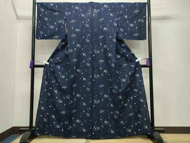 平和屋着物●久留米絣　単衣　飛鳥文　綿　逸品　CABB0339gh