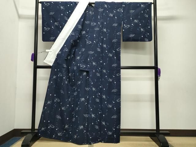 平和屋着物●久留米絣　単衣　飛鳥文　綿　逸品　CABB0339gh