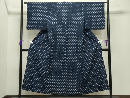 平和屋着物●久留米絣　単衣　吉祥丸文　綿　逸品　CABB0340gh