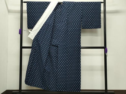 平和屋着物●久留米絣　単衣　吉祥丸文　綿　逸品　CABB0340gh