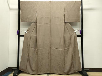 平和屋着物●上質な色無地 杢目地紋 空五倍子色 正絹 逸品 CABB0341gh