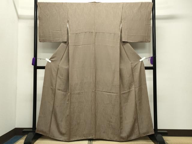 平和屋着物●上質な色無地 杢目地紋 空五倍子色 正絹 逸品 CABB0341gh