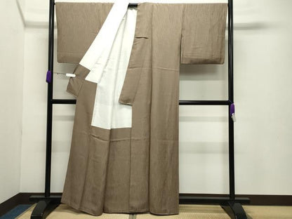 平和屋着物●上質な色無地 杢目地紋 空五倍子色 正絹 逸品 CABB0341gh