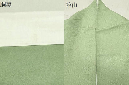 平和屋着物●上質な色無地 吉祥地紋 苗色 正絹 逸品 CABB0348gh