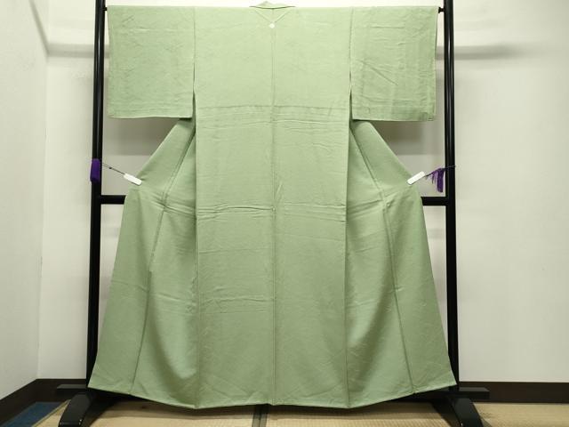 平和屋着物●上質な色無地 吉祥地紋 苗色 正絹 逸品 CABB0348gh